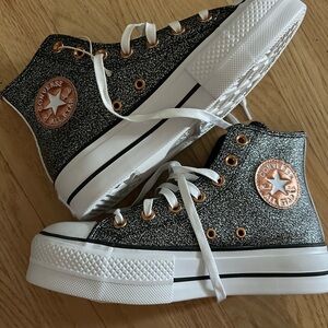 Womens Converse Chuck Taylor All Star Hi Lift Forest Glam Glitter Sneaker
